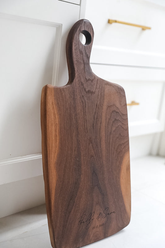 Signature Walnut Serving Board with Handle - Custom Engraved